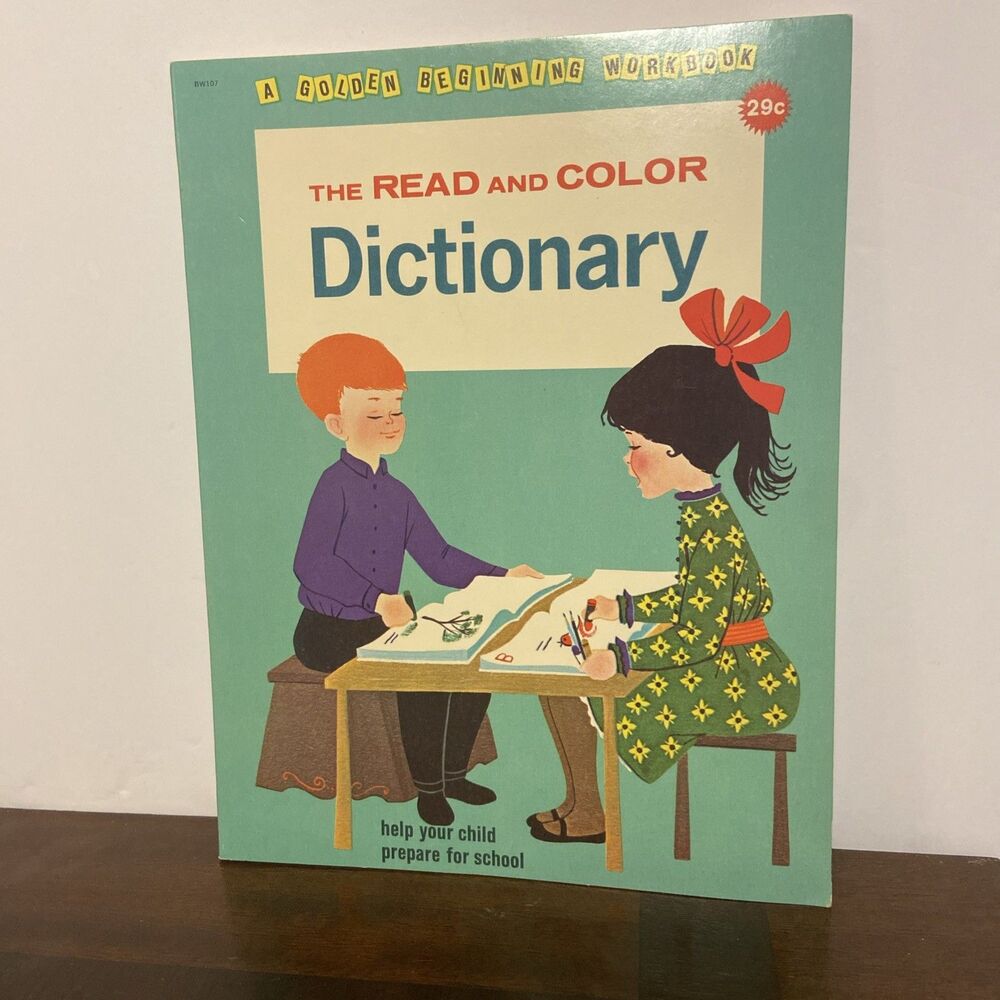 RARE 1963 The Read and Color Dictionary A Golden Beginning Workbook